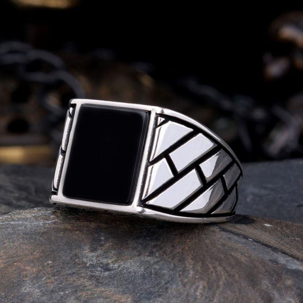 925 Ayar Gümüş Oniks Taşlı Erkek YüzükOniks Taşlı Yüzükler