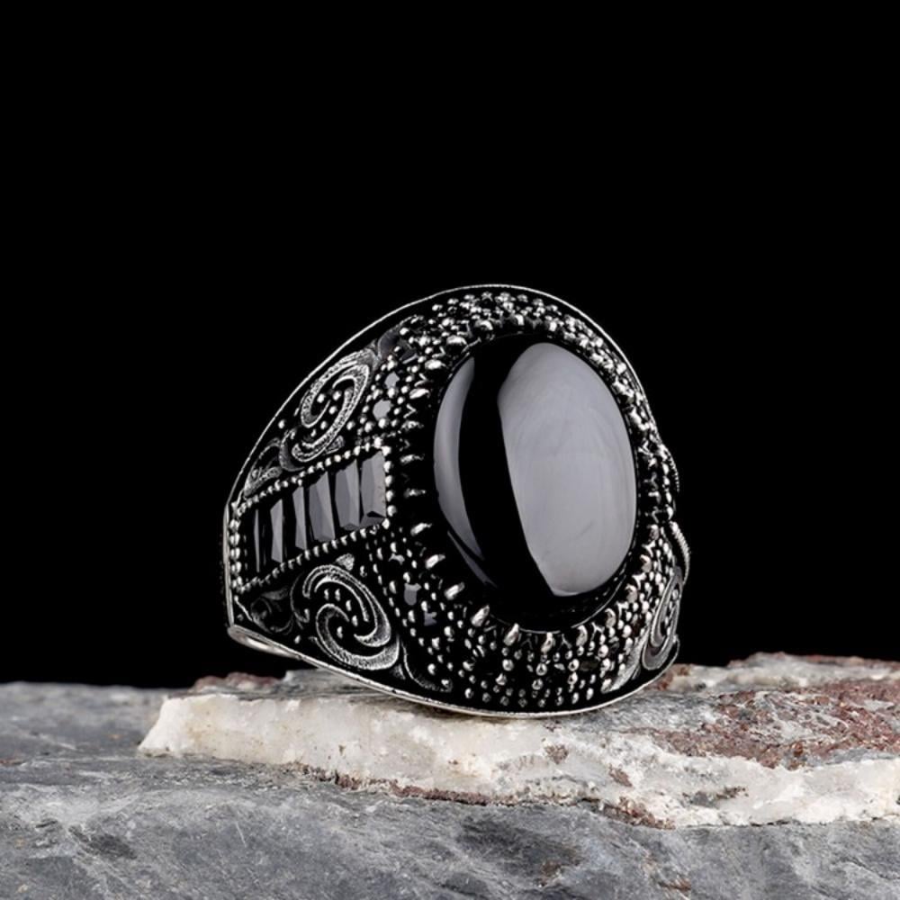 925 Ayar Gümüş Oniks Taşlı Oval Model Erkek YüzükOniks Taşlı Yüzükler