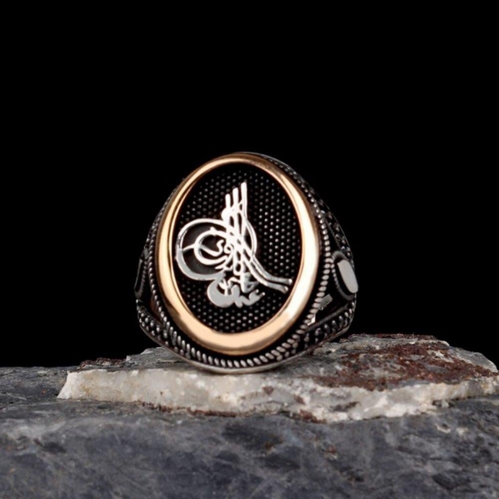 925 Ayar Gümüş Osmanlı Tuğrası Motifli Model Erkek YüzükTuğra Yüzük