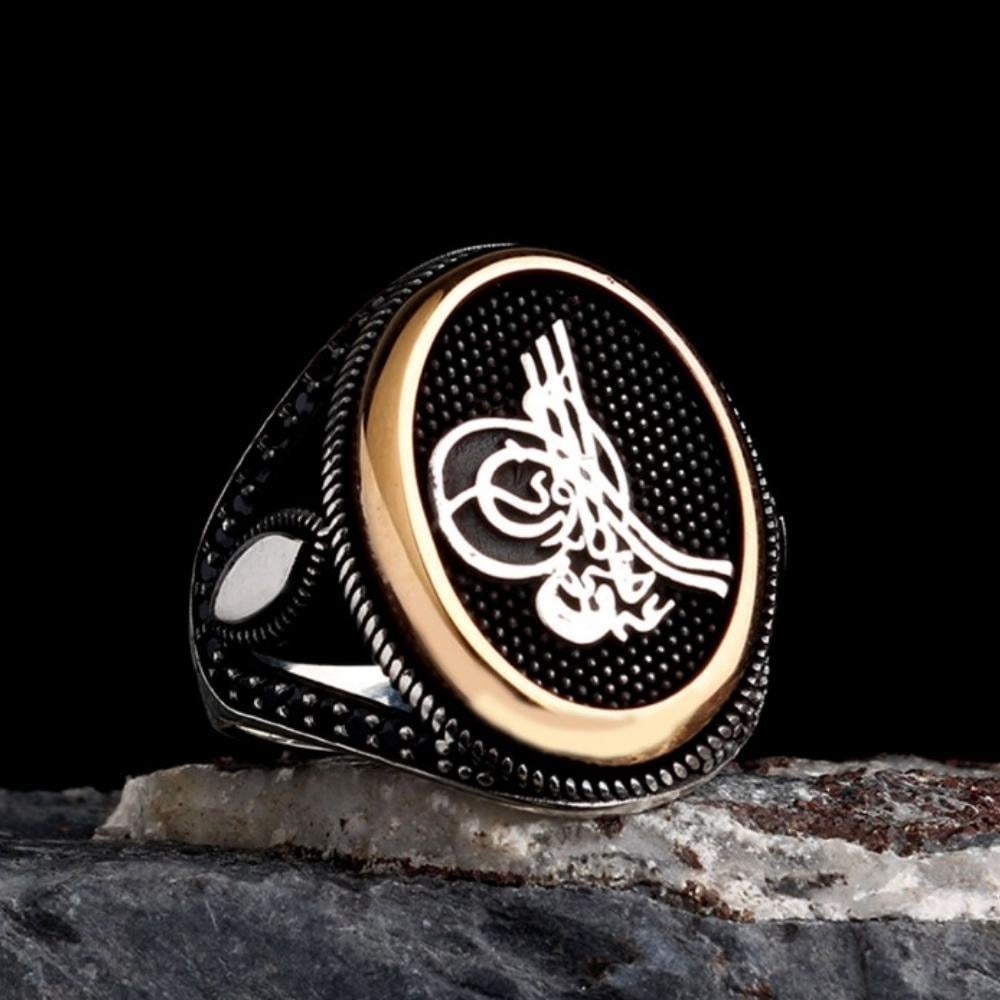 925 Ayar Gümüş Osmanlı Tuğrası Motifli Model Erkek YüzükTuğra Yüzük