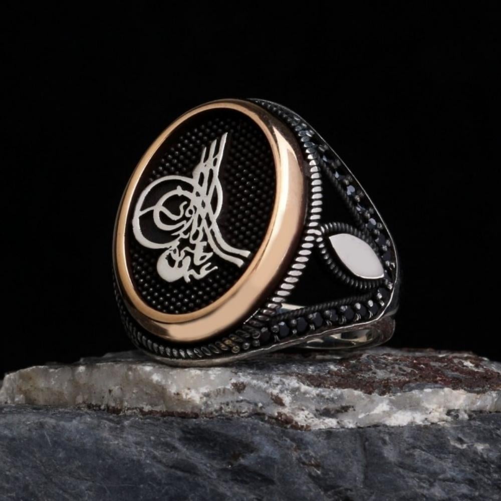 925 Ayar Gümüş Osmanlı Tuğrası Motifli Model Erkek YüzükTuğra Yüzük