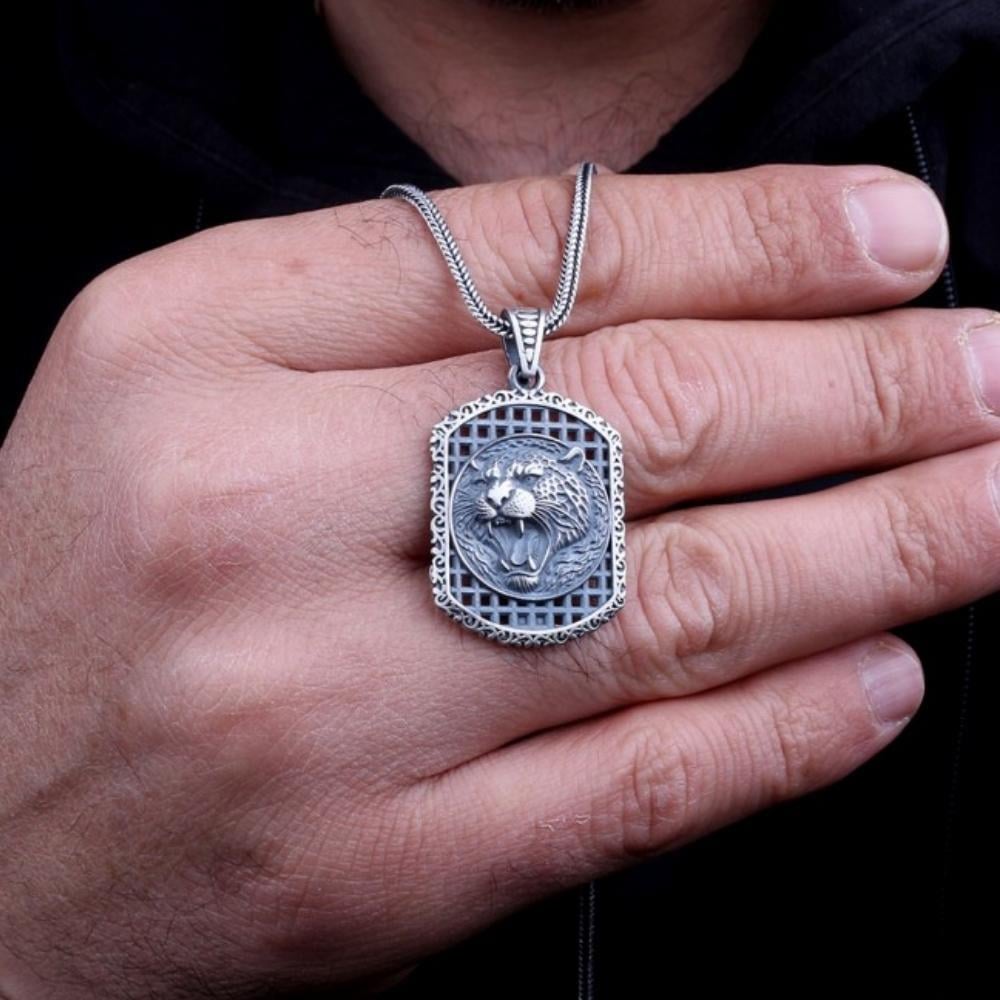 925 Ayar Gümüş Puma Motifli Unisex Model KolyeKolye