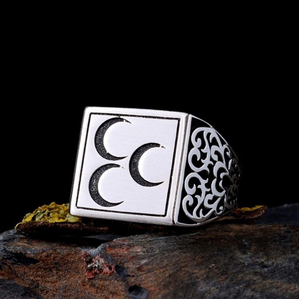 925 Ayar Gümüş Üç Hilal Model Erkek YüzükÜç Hilal Yüzük