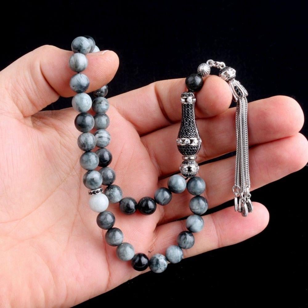 925 Ayar Gümüş Zirkon Set Püsküllü Kaplangözü Taşlı TesbihKaplan Gözü Tesbih