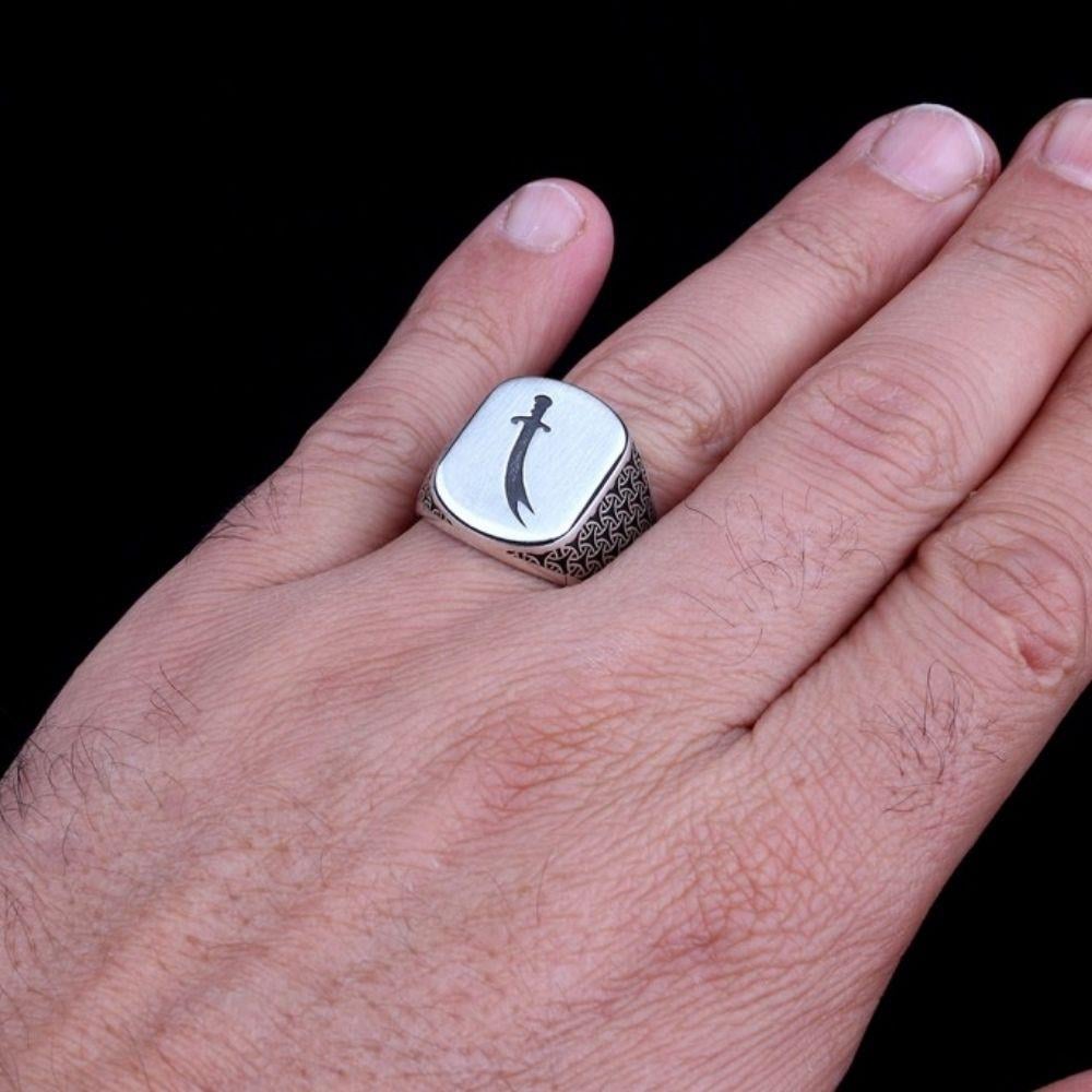 925 Ayar Gümüş Zülfikar Kılıcı Model Erkek YüzükZülfikar Kılıcı Yüzük