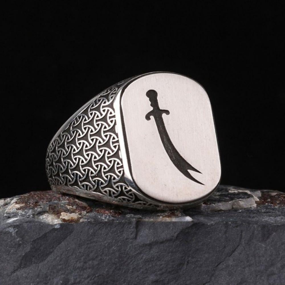 925 Ayar Gümüş Zülfikar Kılıcı Model Erkek YüzükZülfikar Kılıcı Yüzük