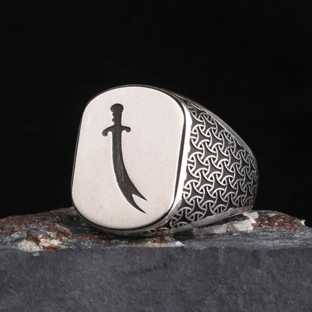 925 Ayar Gümüş Zülfikar Kılıcı Model Erkek YüzükZülfikar Kılıcı Yüzük