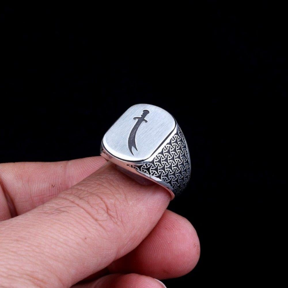 925 Ayar Gümüş Zülfikar Kılıcı Model Erkek YüzükZülfikar Kılıcı Yüzük