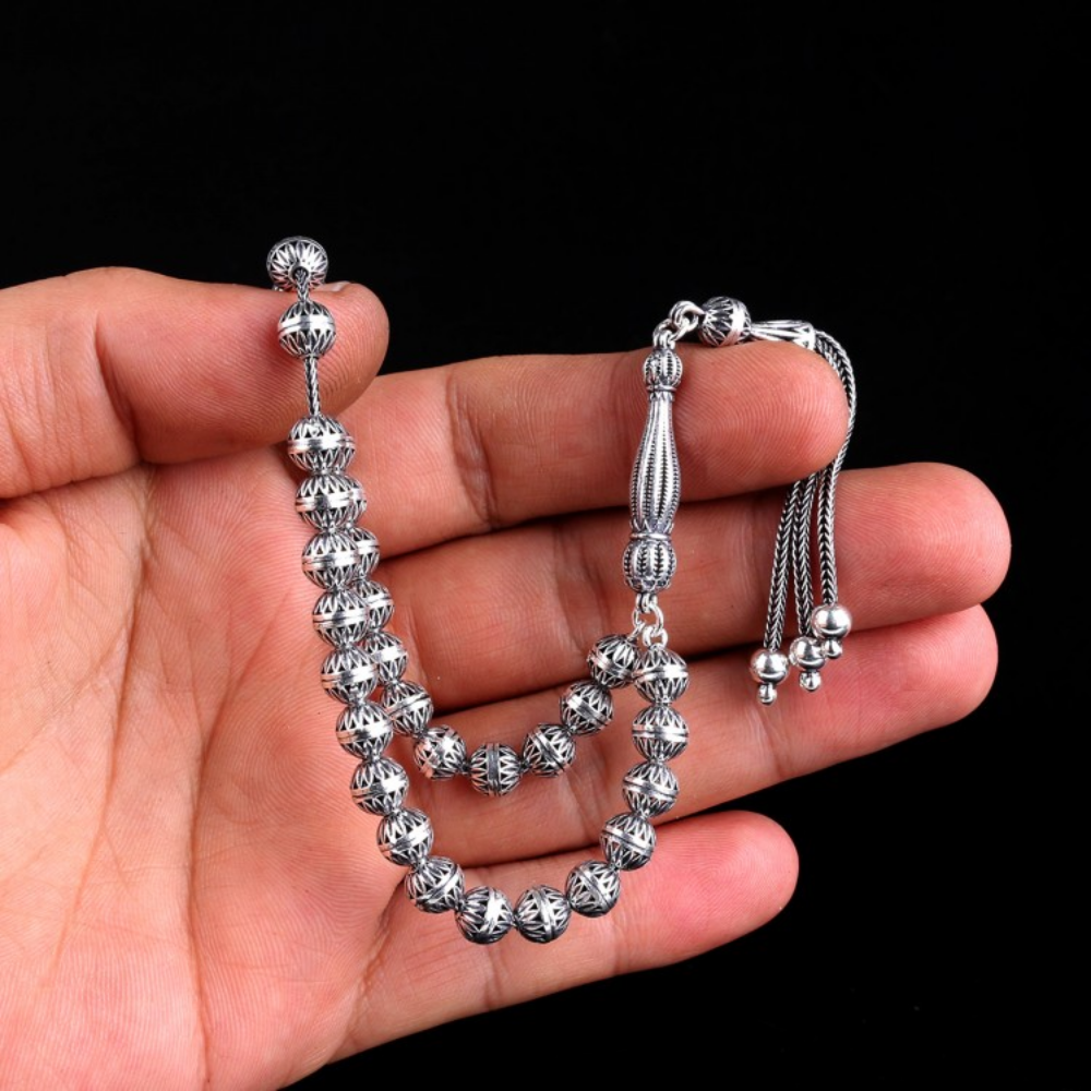 925 Ayar Küre Kesim Fizyon Model Gümüş Tesbih