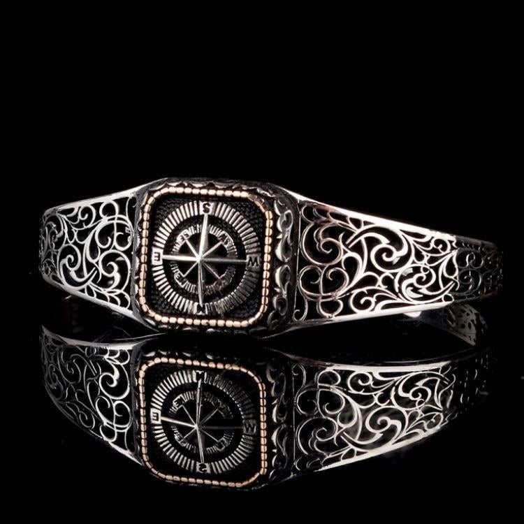 925 Ayar Pusula Model Otantik Motif Gümüş BileklikErkek Bileklik