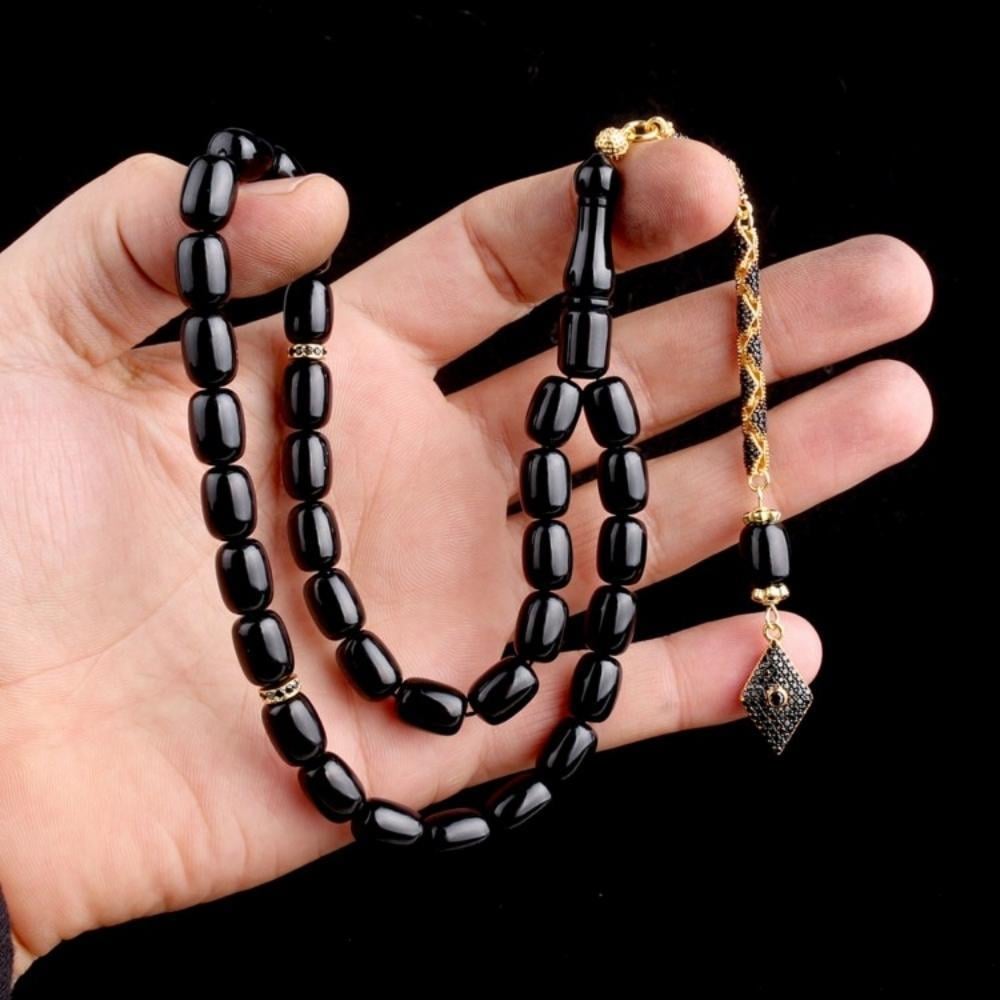 Altın Kaplama Gümüş Püsküllü Ateş Kehribar TesbihFire Amber Rosary