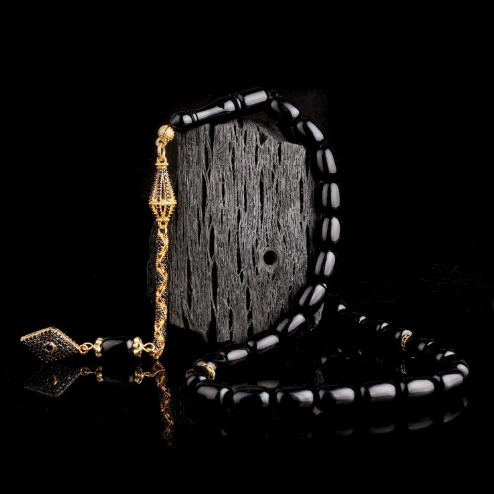Altın Kaplama Gümüş Püsküllü Ateş Kehribar TesbihFire Amber Rosary