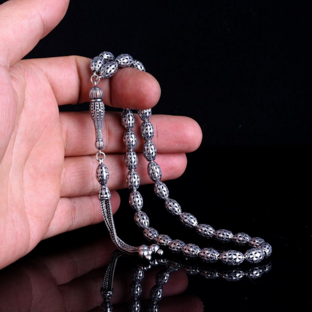 Arpa Kesim Fizyon Model Tamamı Gümüş Tesbih