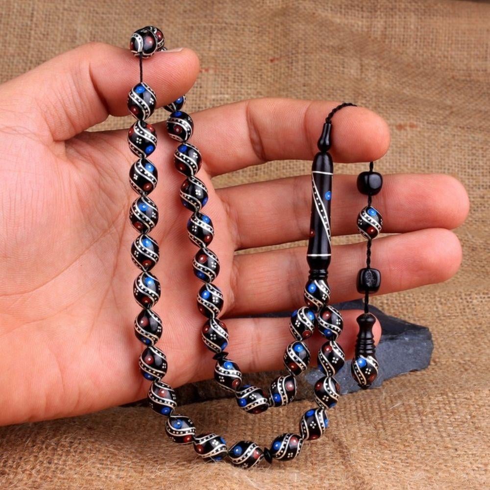 Arpa Kesim Gümüş İşleme Sistemli Erzurum Oltu Taşı Tesbih