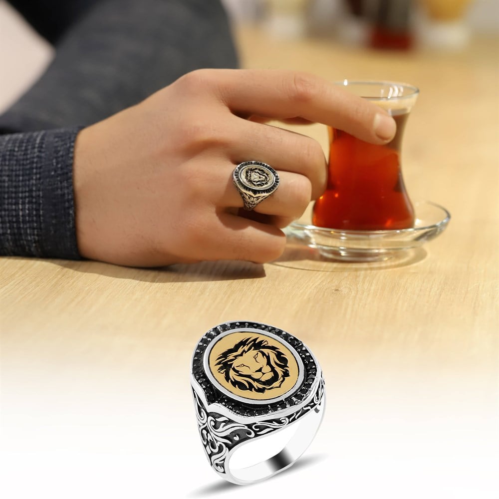 Aslan Figürlü Selçuklu Motifli Gümüş Yüzük