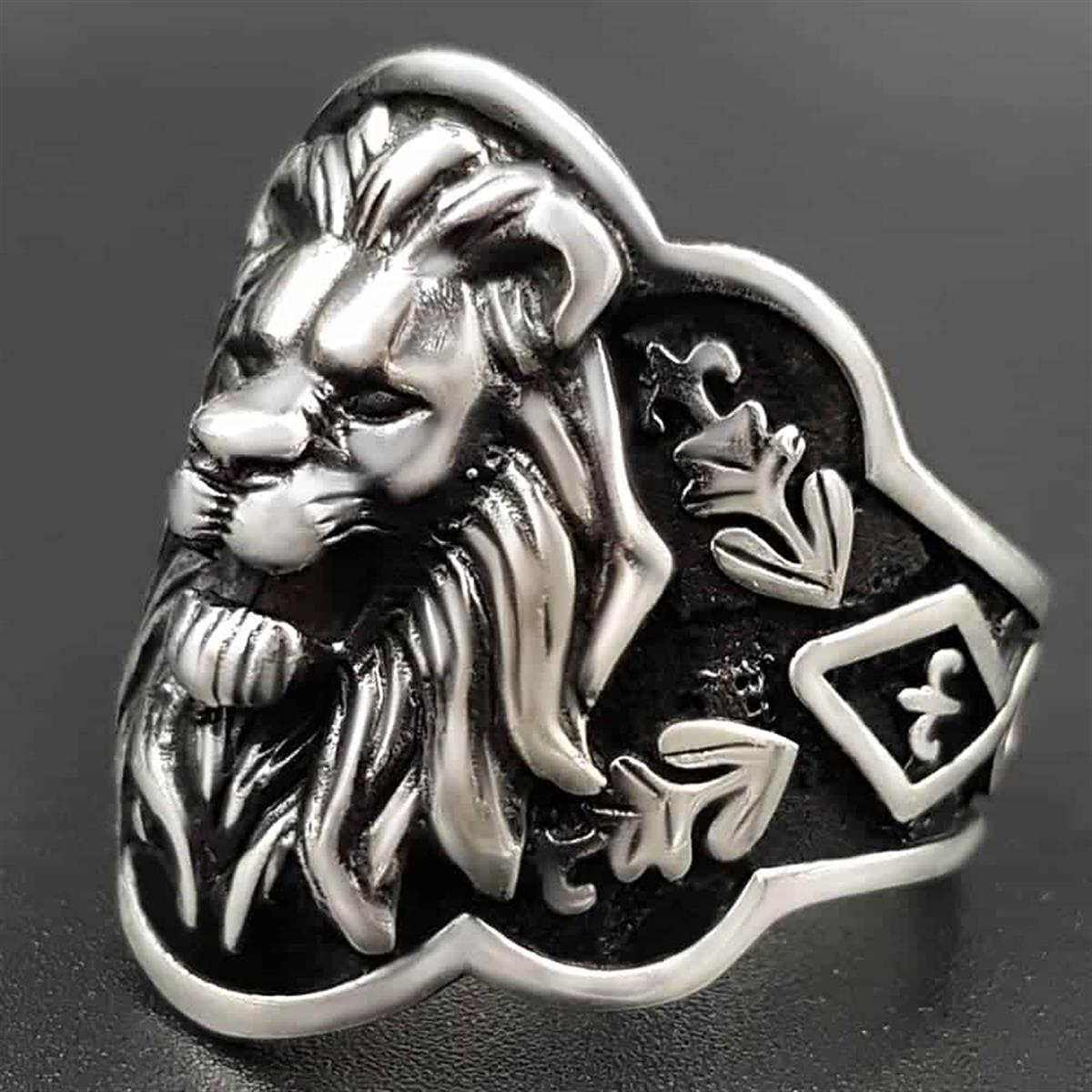 Aslan Kafası Figürü İşlemeli Gümüş Yüzük