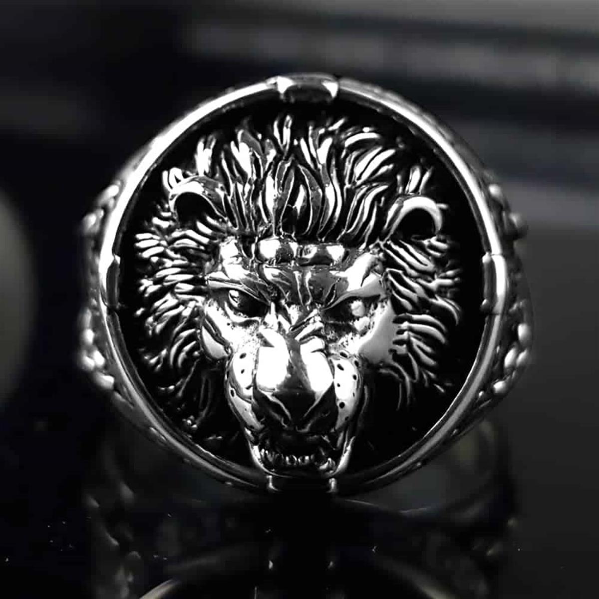 Lion Head Relief Motif Sterling Silver Ring