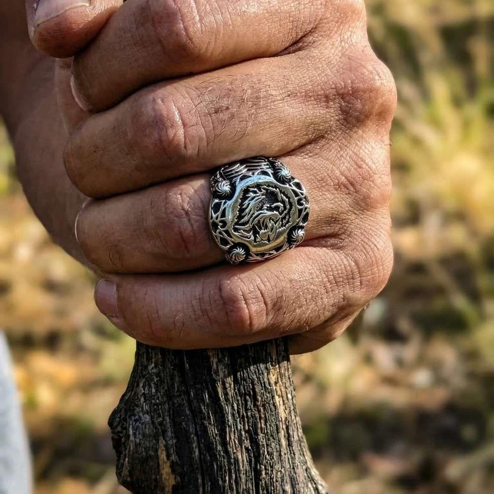 Aslan Yeleli Erkek Gümüş YüzükPlain Ring