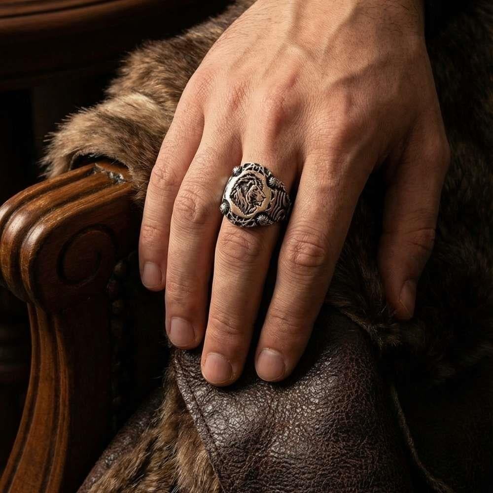 Aslan Yeleli Erkek Gümüş YüzükPlain Ring