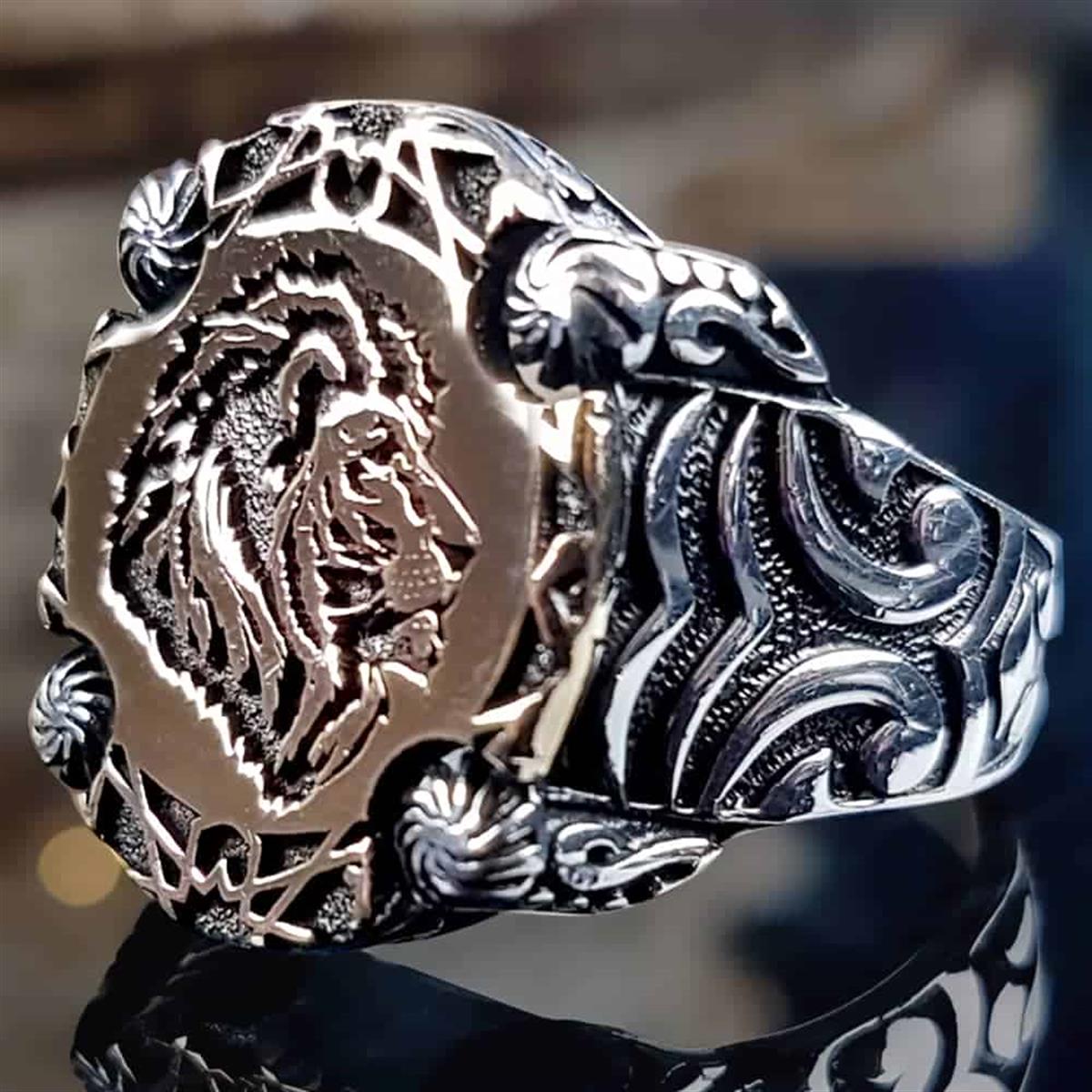 Aslan Yeleli Erkek Gümüş Yüzük