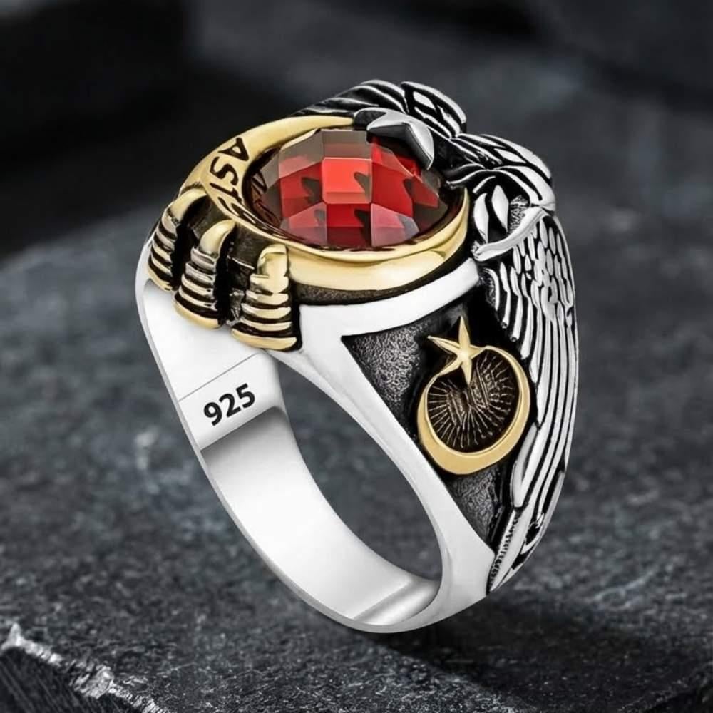 Petty Officer Tugra Embroidered Silver RingTurkish Army Petty Officer Ring