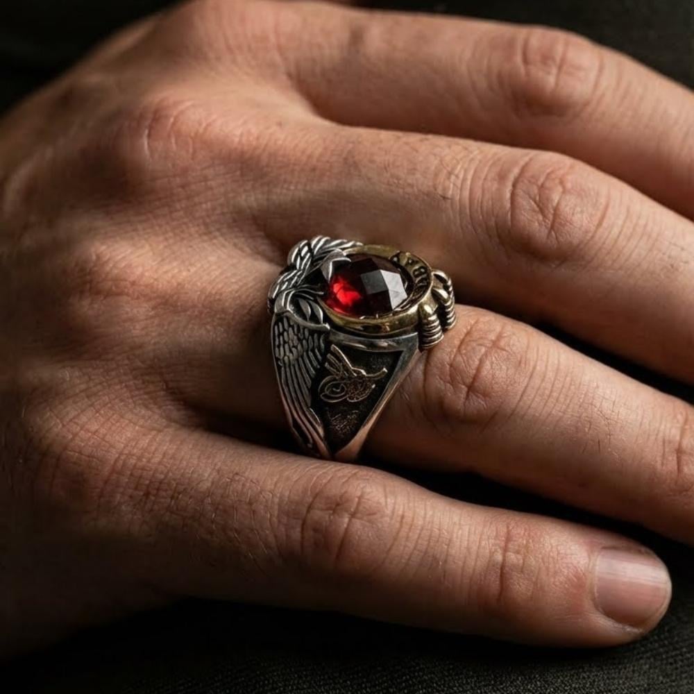 Petty Officer Tugra Embroidered Silver RingTurkish Army Petty Officer Ring