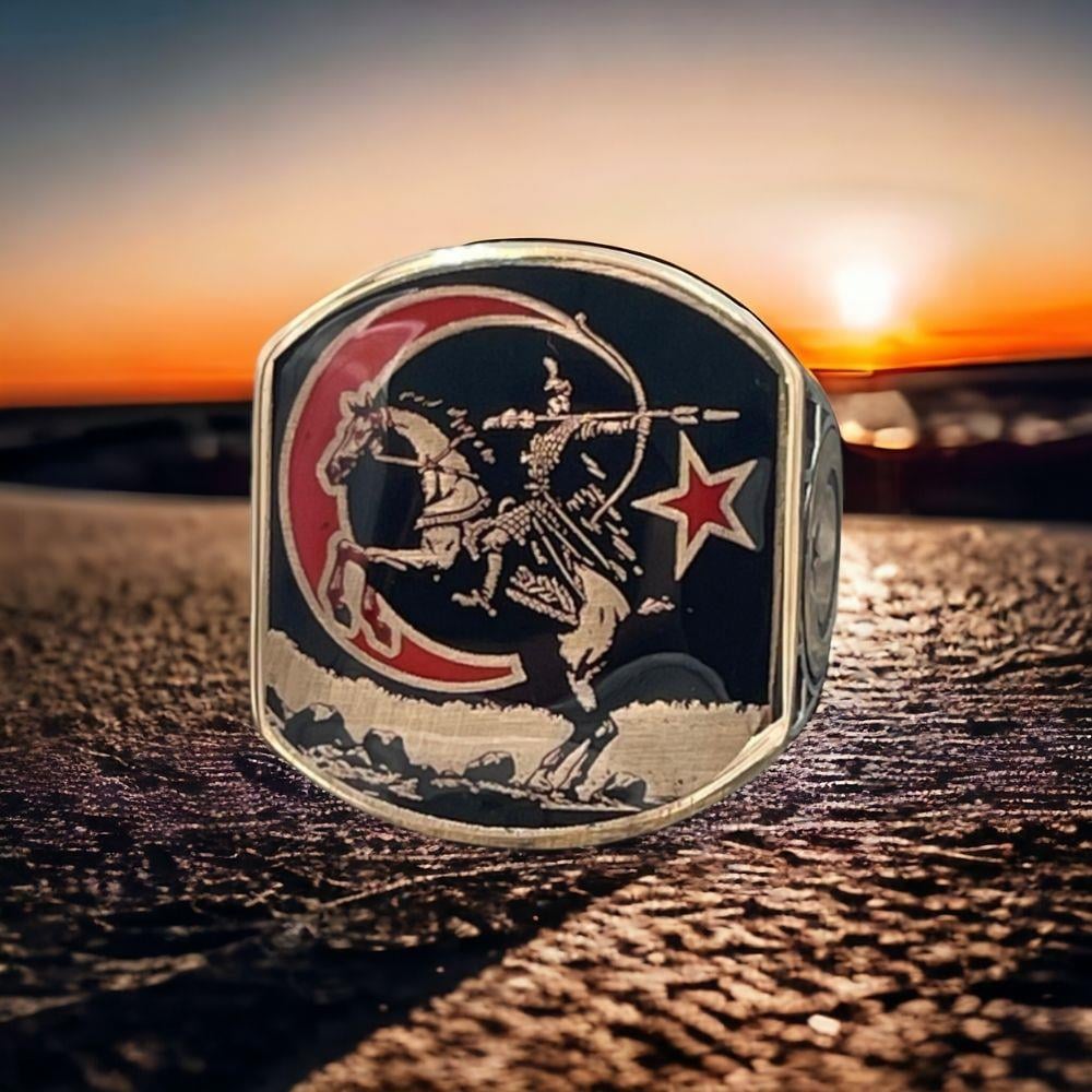 At Sırtında Türk Savaşçısı Gümüş Yüzük