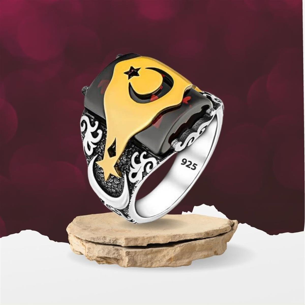 Ay Yıldız Bayrağımız Gümüş Yüzük