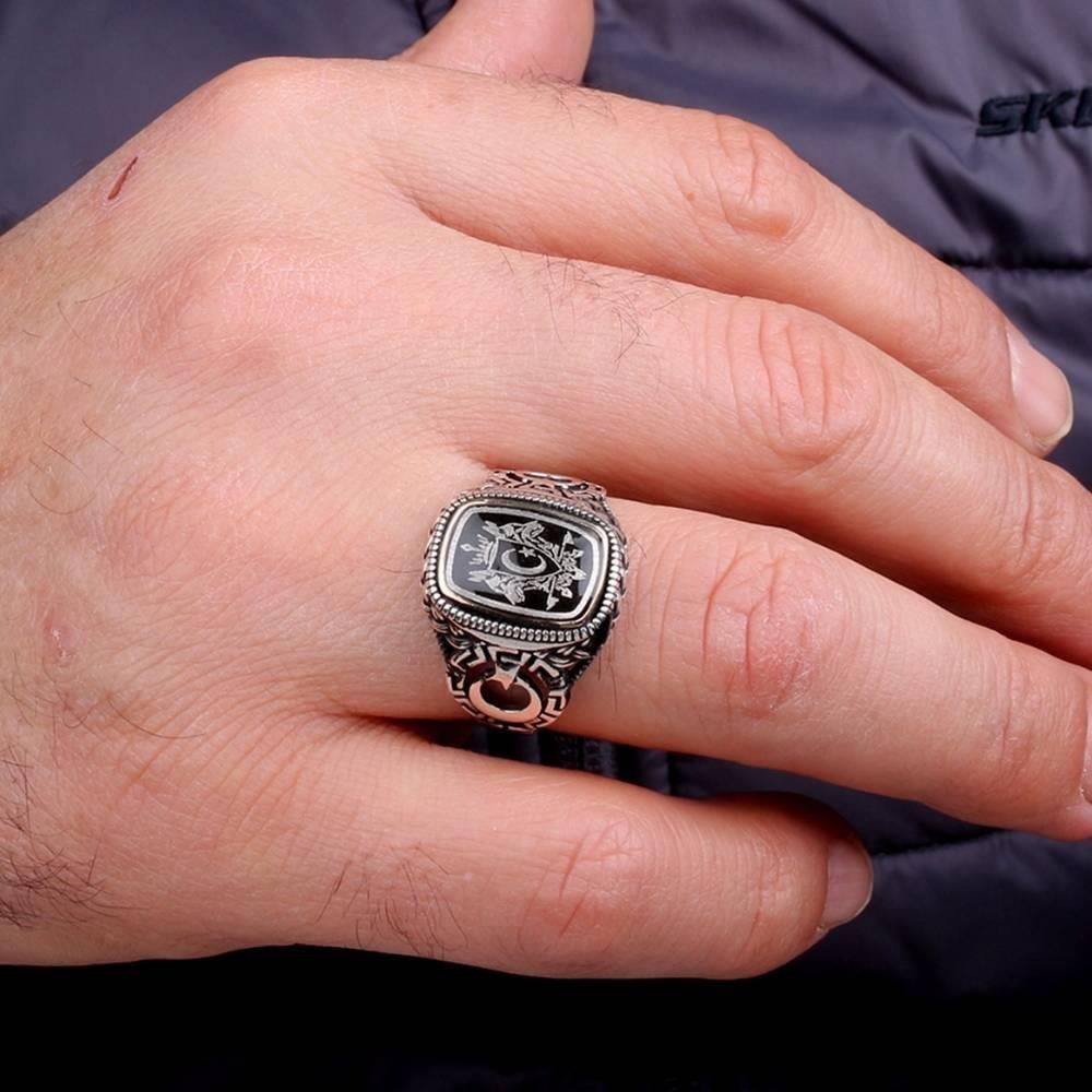 Ay Yıldız Çift Bozkurt Motifli Gümüş YüzükBozkurt Yüzükleri