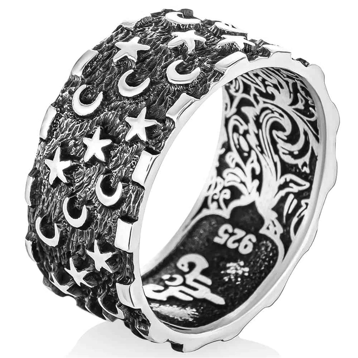 Minimalist Moon and Star Design Ring