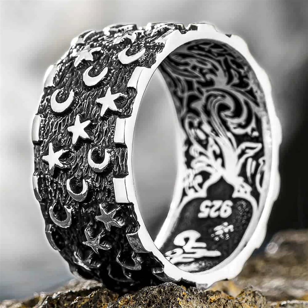 Minimalist Moon and Star Design Ring