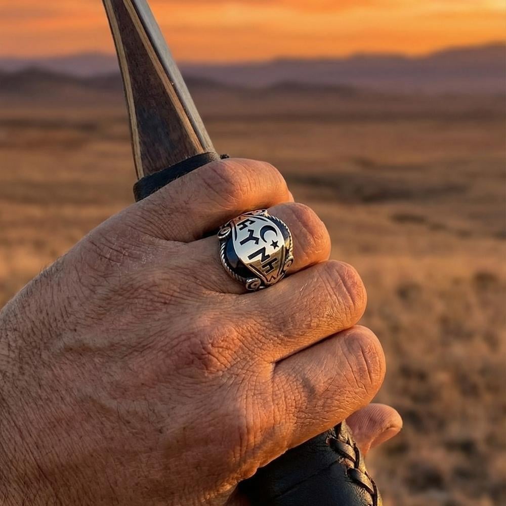 Ay Yıldız Göktürkçe Türk Yazılı Mavi Taşlı Gümüş YüzükGöktürkçe Türk Yazılı Yüzükler