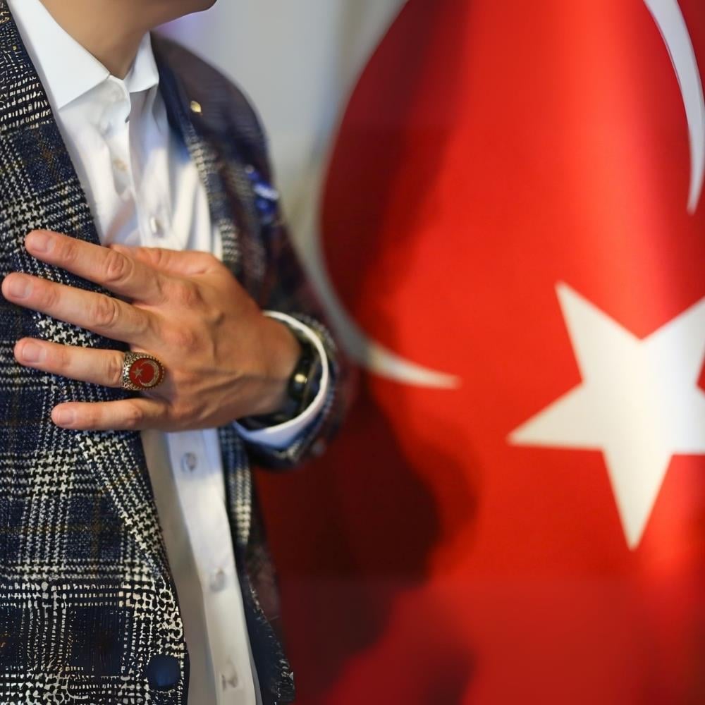 Ay Yıldız İçerisi Kelime-i Tevhid Yazılı Mineli Gümüş YüzükMoon Star Ring