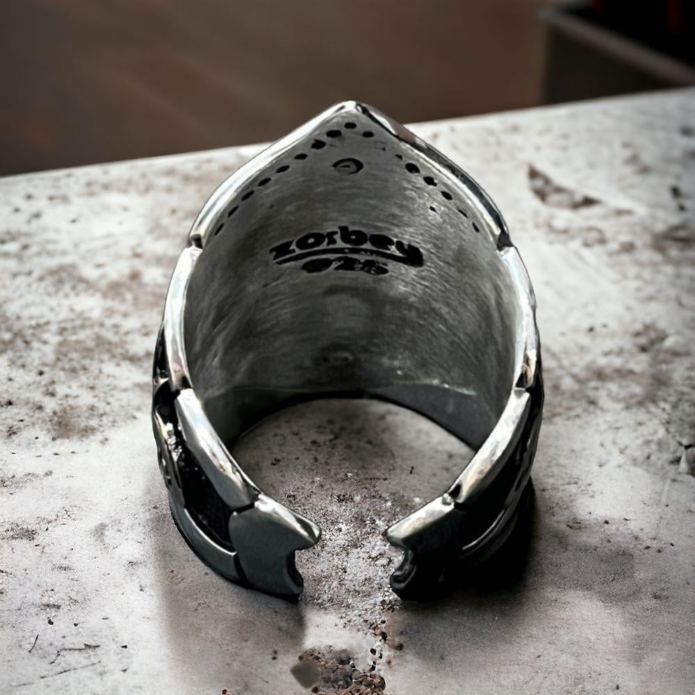 Ay Yıldız İşlemeli Ayarlanabilir Gümüş Zihgir Okçu Yüzüğü