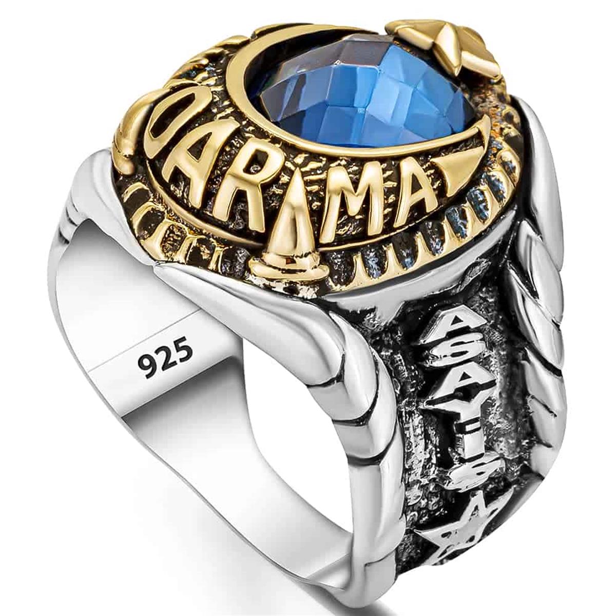 Crescent and Star Embroidered Gendarmerie Silver Ring