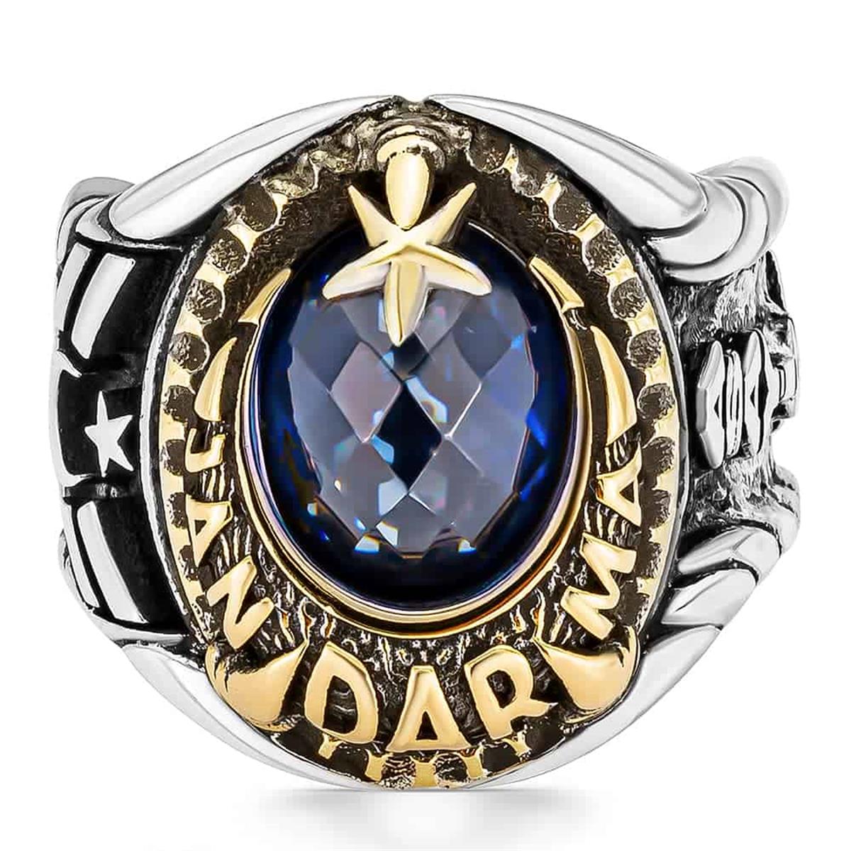 Crescent and Star Embroidered Gendarmerie Silver Ring