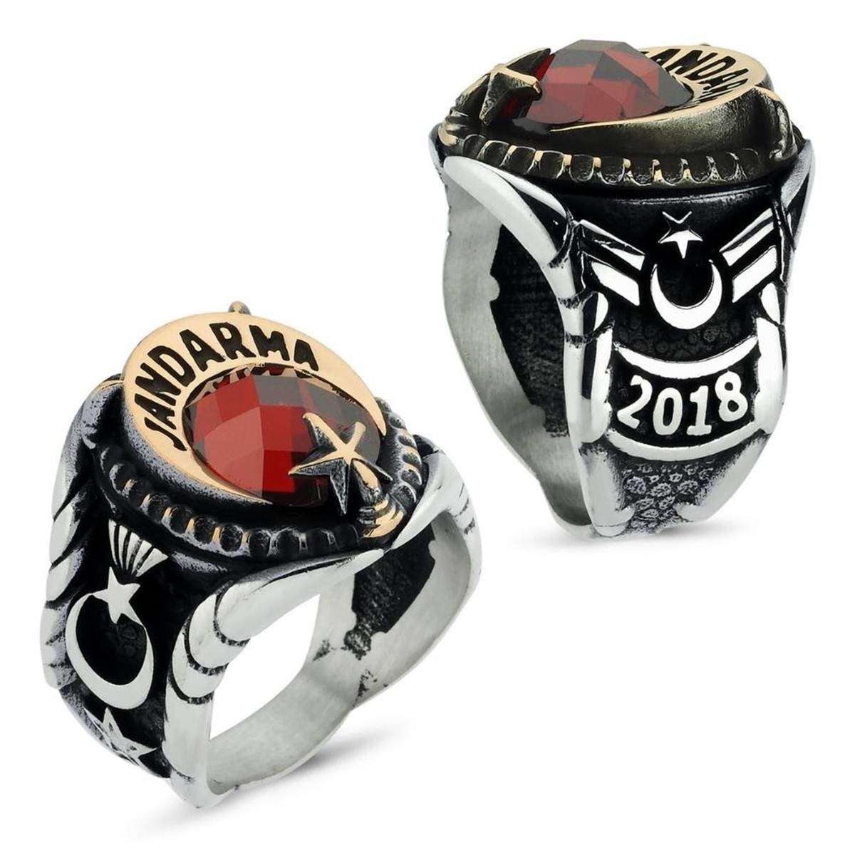 Ay Yıldız Jandarma Dönem Gümüş Yüzük