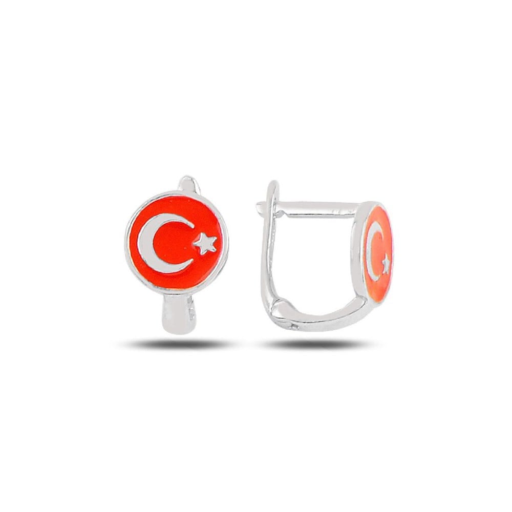 Ay Yıldız Mineli Gümüş Çocuk Küpe