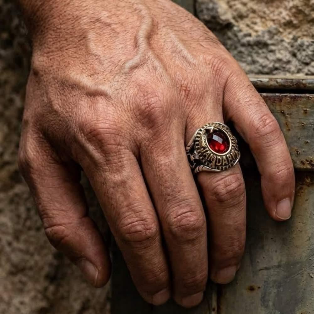 Ay Yıldız Motifli Jandarma Gümüş YüzükAsker & Polis Yüzükleri