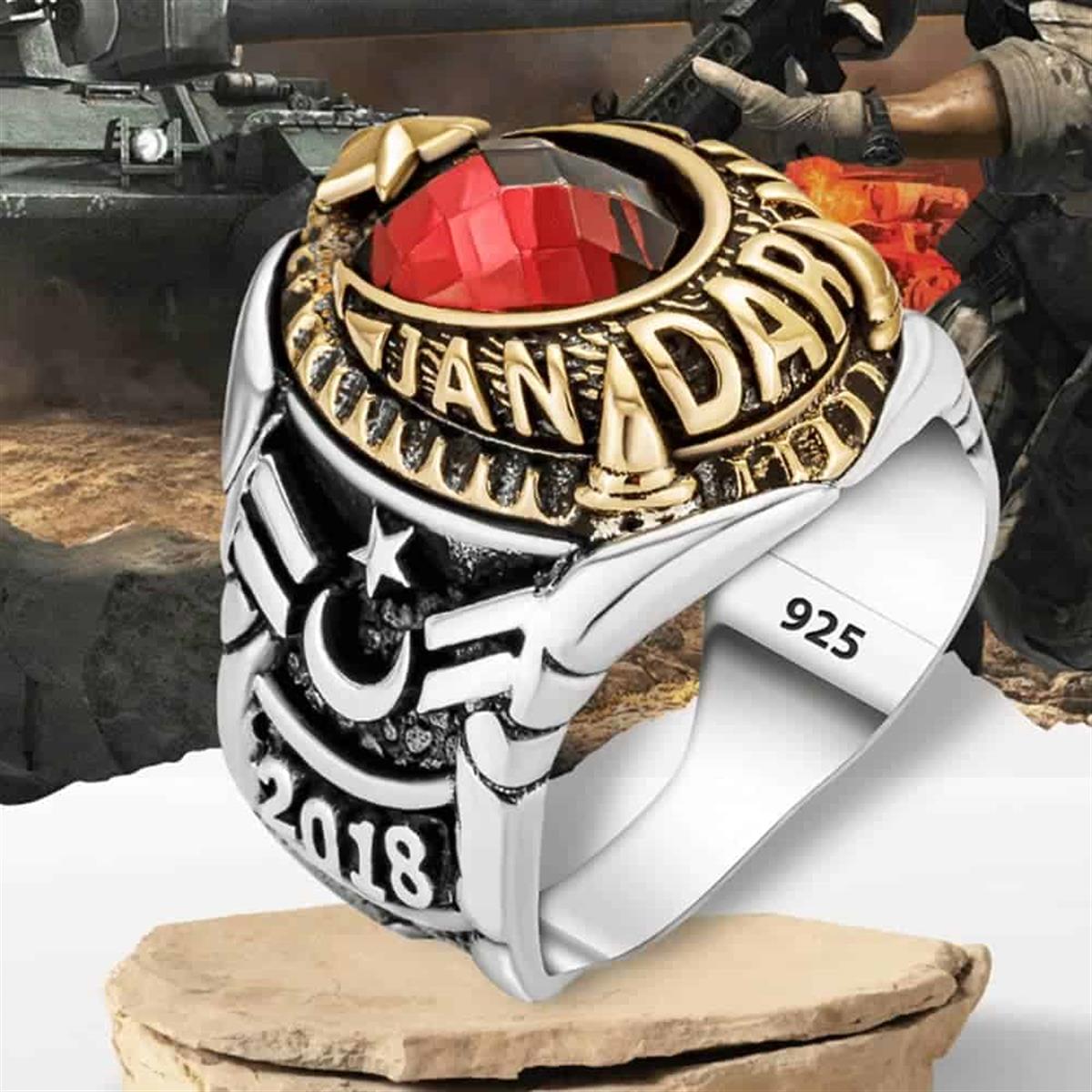 Crescent and Star Patterned Gendarmerie Silver Ring