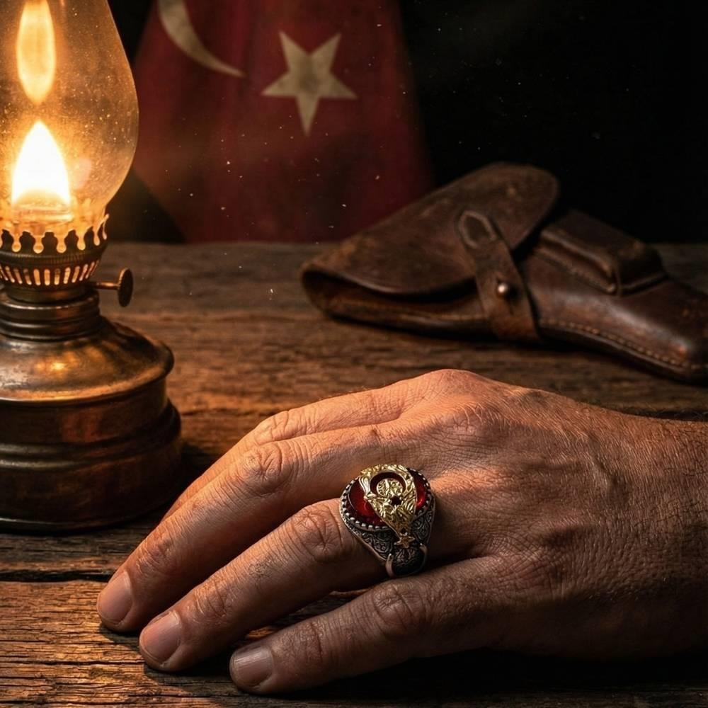 Ay Yıldız Osmanlı Motifli Gümüş YüzükAy Yıldız Yüzükler