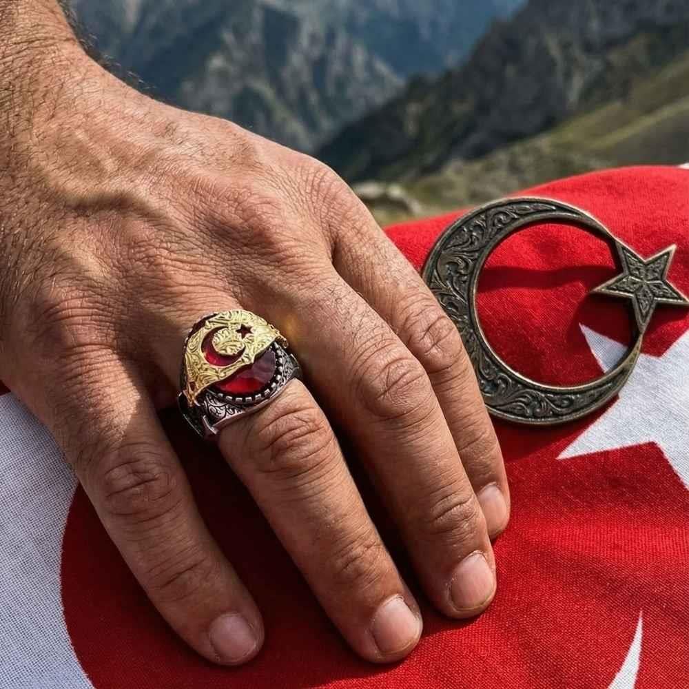 Ay Yıldız Osmanlı Motifli Gümüş YüzükAy Yıldız Yüzükler