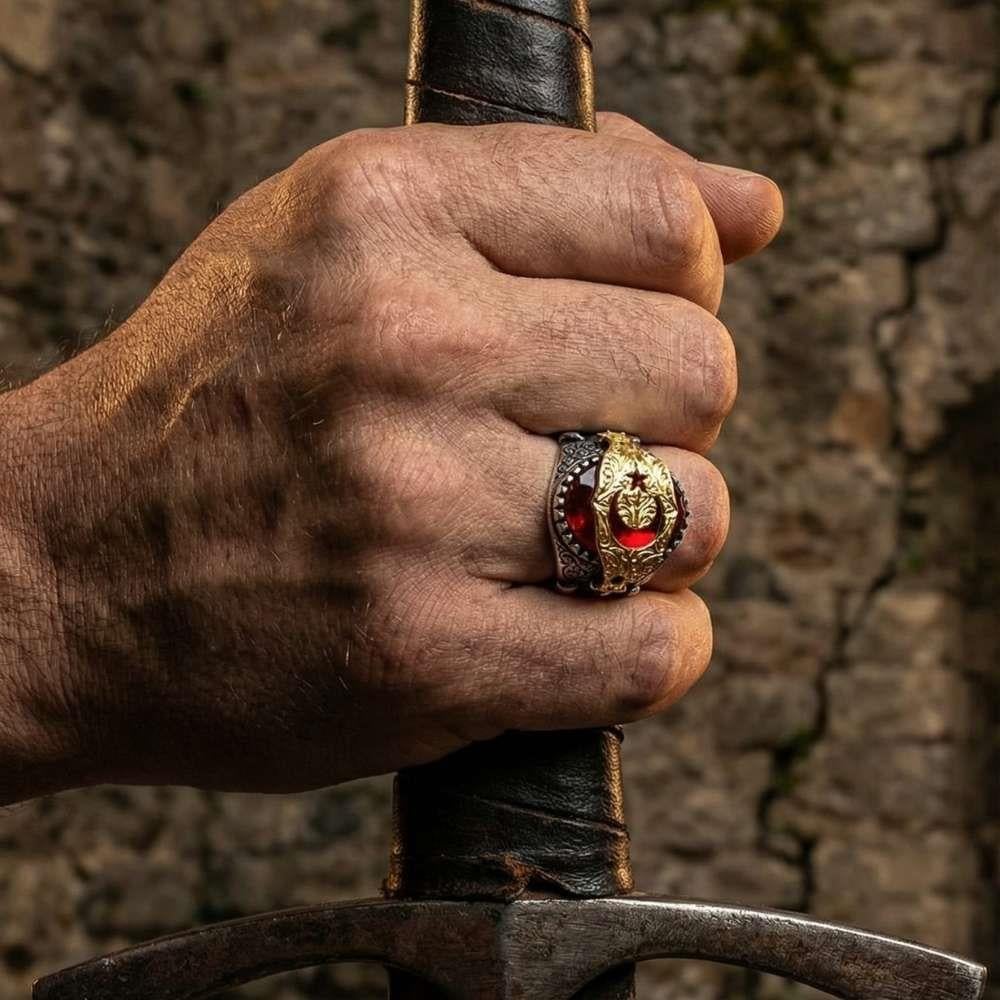 Ay Yıldız Osmanlı Motifli Gümüş YüzükAy Yıldız Yüzükler