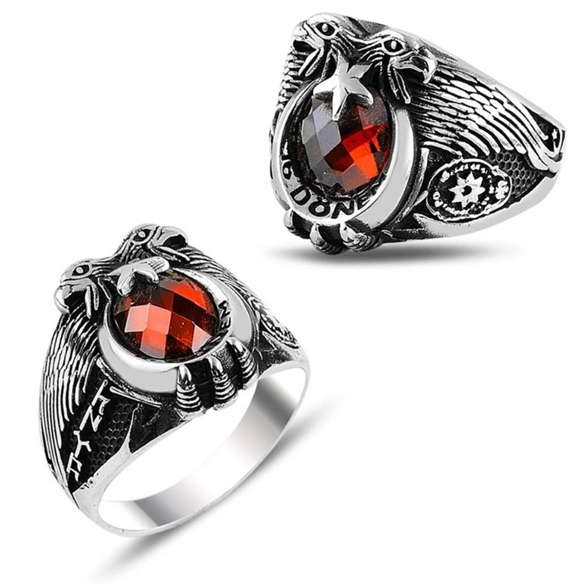 Ay Yıldız Polis Gümüş Dönem Yüzük