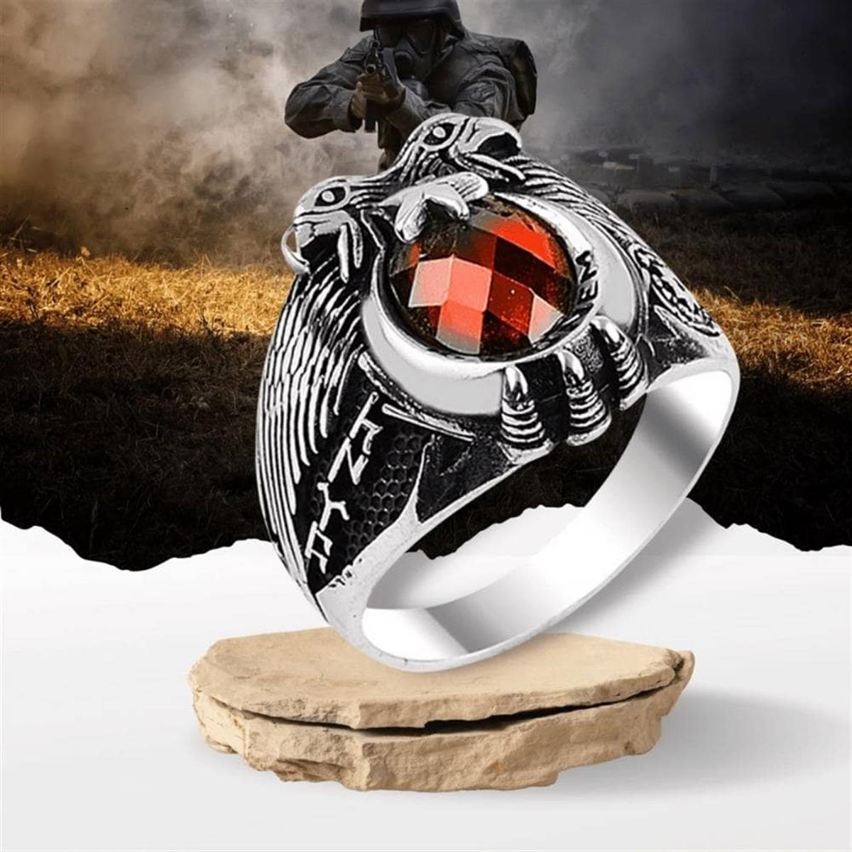 Ay Yıldız Polis Gümüş Dönem Yüzük