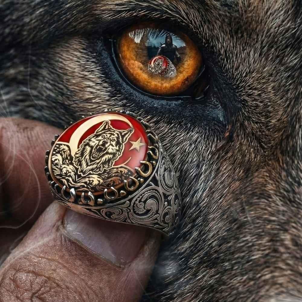 Ay Yıldız Savaşçı Bozkurt Gümüş YüzükBozkurt Yüzükleri