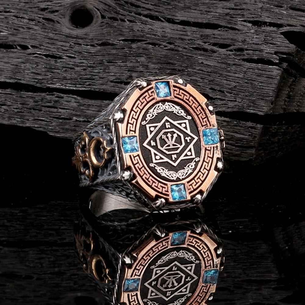 Ay Yıldızlı Oğuz Kağan Mührü Gümüş YüzükOsmanlı Yüzükleri