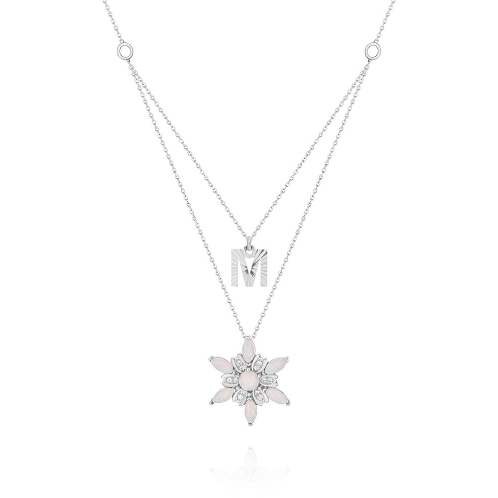Baş Harfli Rüzgar Çiçeği Opal Gümüş Kolye