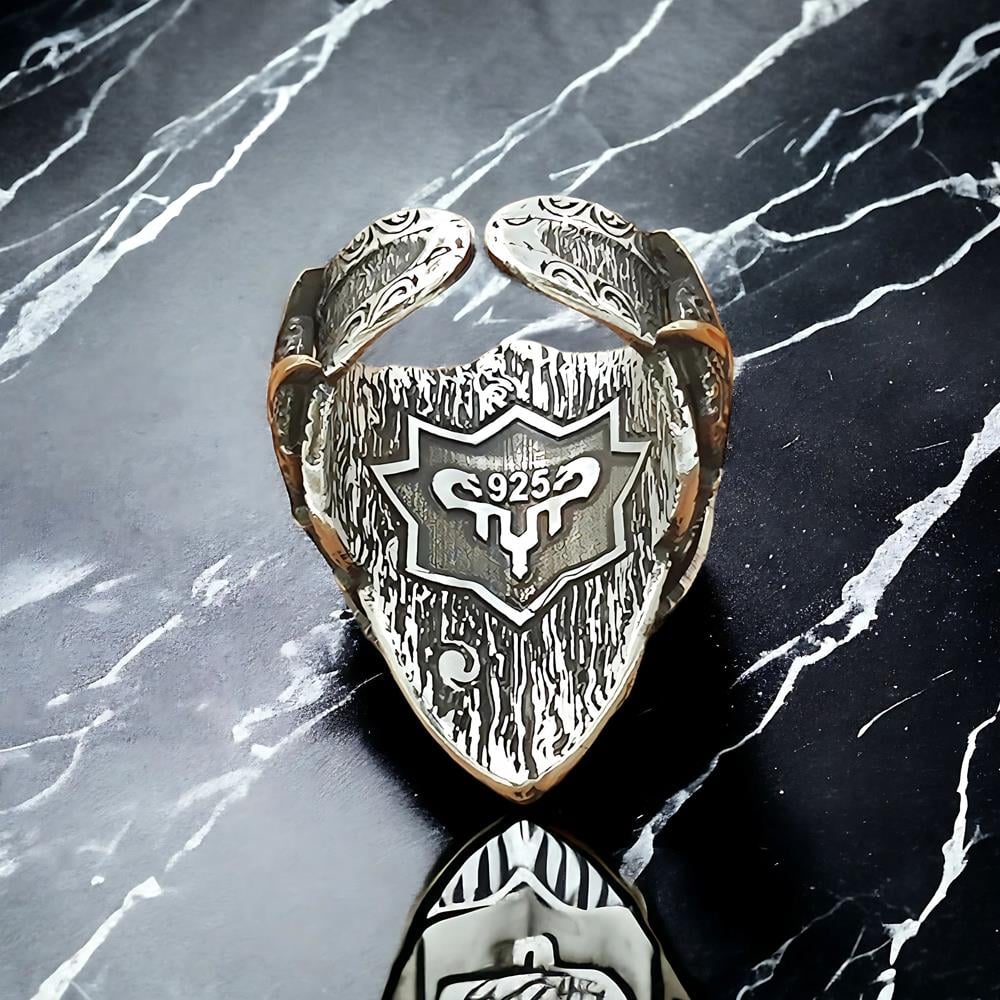 Bozkurt 16 Türk Devleti İşlemeli Zihgir Gümüş Yüzük