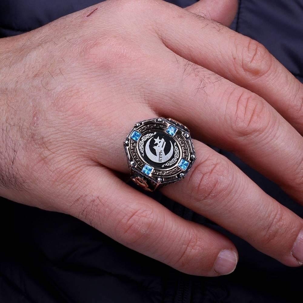 Bozkurt Ay Yıldız Göktürkçe Türk Gümüş YüzükBozkurt Yüzükleri